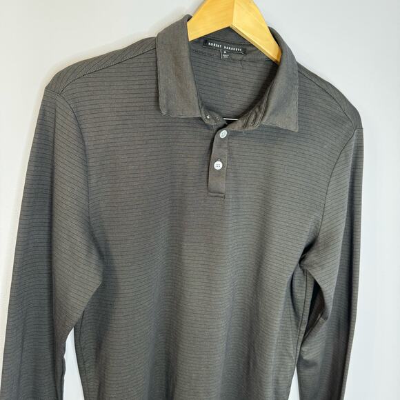 Robert Barakett Long Sleeve Polo Shirt Lightweight Performance Brown Men's M - Picture 2 of 9